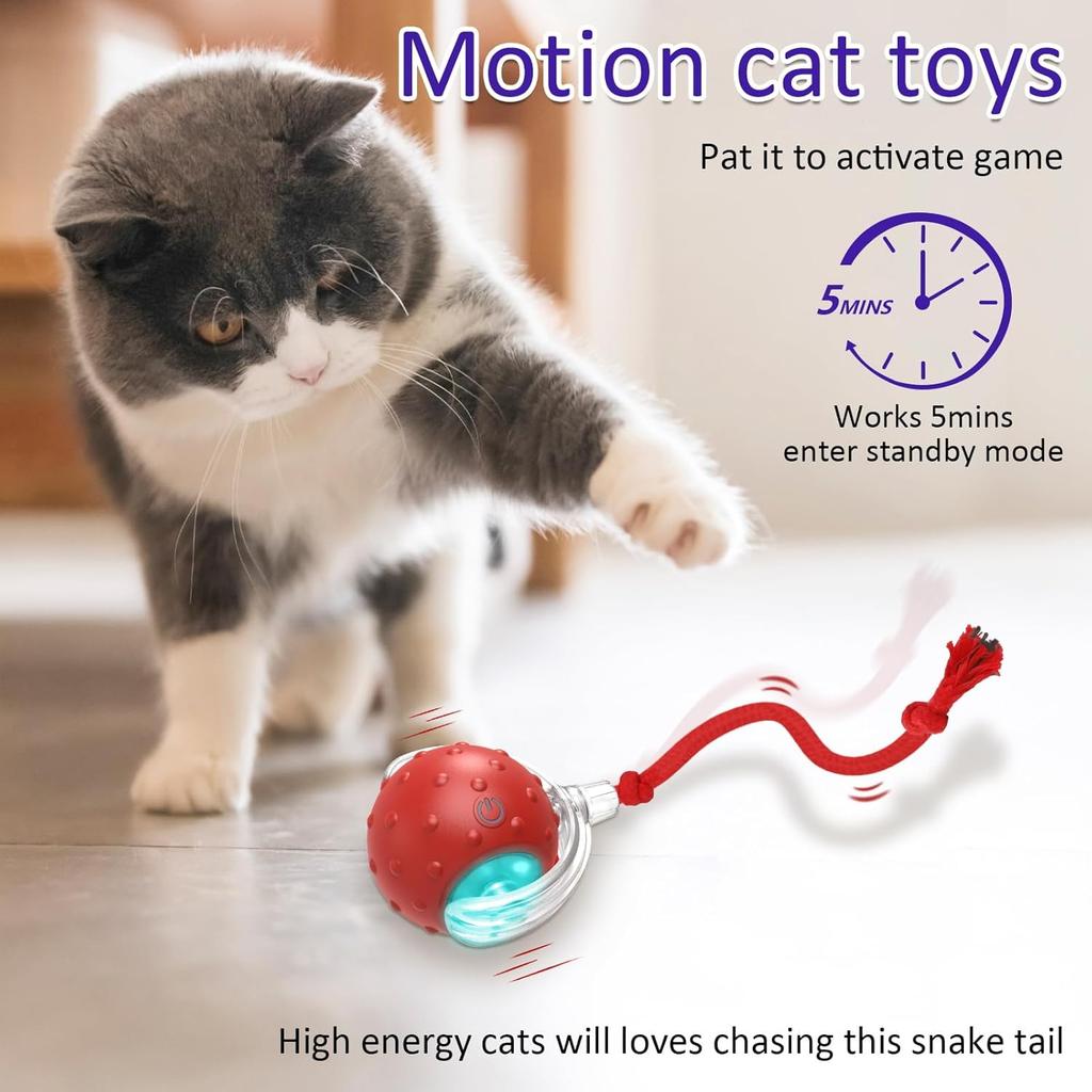 Interactive Cat Toys for Indoor Cats Fast Rolling On Carpet, Chirping & Motion Activate Cat Toys