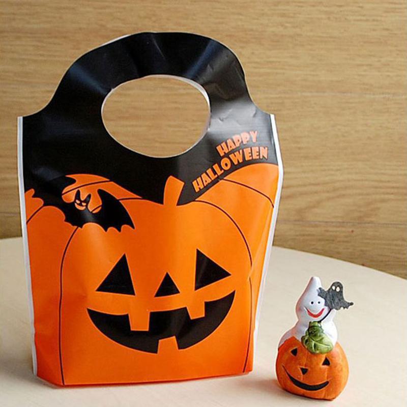 50 Stück Happy Halloween Handheld Kreatives Design Plastik Party Geschenktüte Festival Einkaufsprodukt-Tasche Party Snack-Tasche