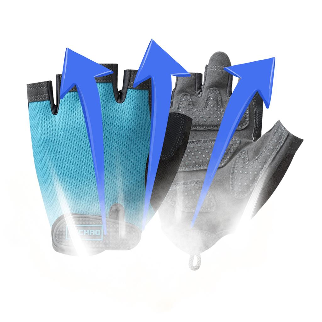 Guanti da Ciclismo Guanti da Bici Senza Dita Guanti a Mezzo Dito Per Ciclismo Regolabili Assorbi-Urto Traspiranti Bici Senza Dita