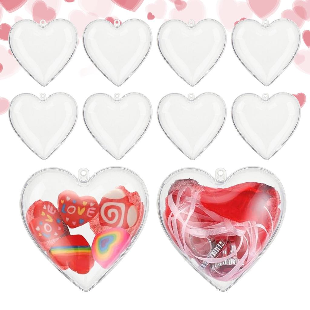 Herzförmige Schachteln Valentinstag Füllbare Organizer 10 Stück Kleine Süßigkeiten-Dosen Schachteln für Hochzeit Neujahr Geburtstag Karten Bänder