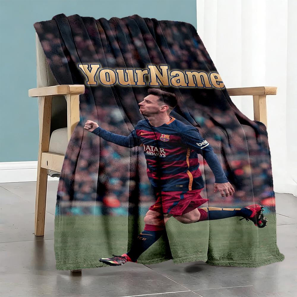 Messi 82 Customize Text Blanket Throw Customizable Blanket Ultra-Soft Throw For Office Chair Livingroom Couch Living Room All-Season Use