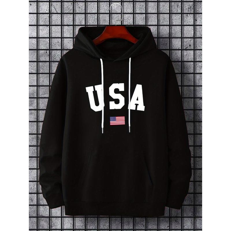 Men's American Hooded Sweater - Dark Green Casual Pullover