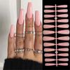 24Pcs/Set Acrylic Full Cover Manicure Nail Tips False Nails Coffin Fake Nail Ballerina Nail