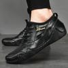 2024 neue Männer Echtes Leder Casual Sneakers Fashion Marke Männer Wohnungen Frühling und Herbst Octopus Schuhe Bequem Männer Weichen Boden
