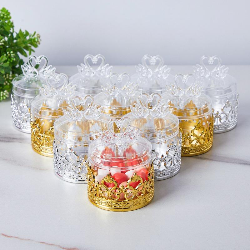 Mini Candy Box Cartoon Plastic Box with Lid Wedding Baby Baptism Small Box Bride Gift Packaging Box