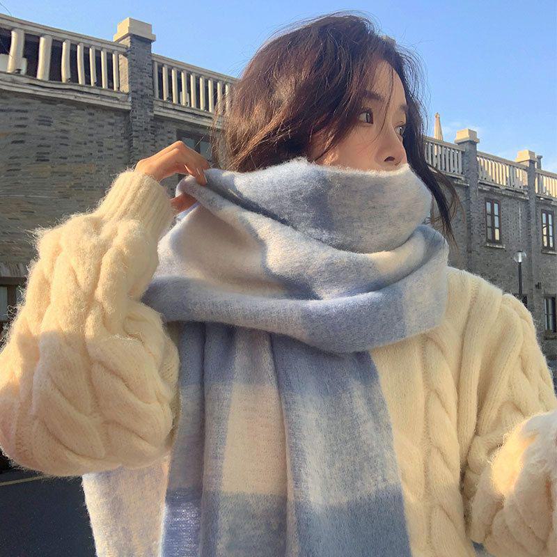 

Шарф из мохера в синюю клетку: Идеальный рождественский подарок для женщин и мужчин Over 175cm синий