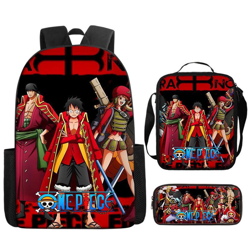 One Piece Piece Anime School Backpack With Air Cushion Straps And Durable Material For Children