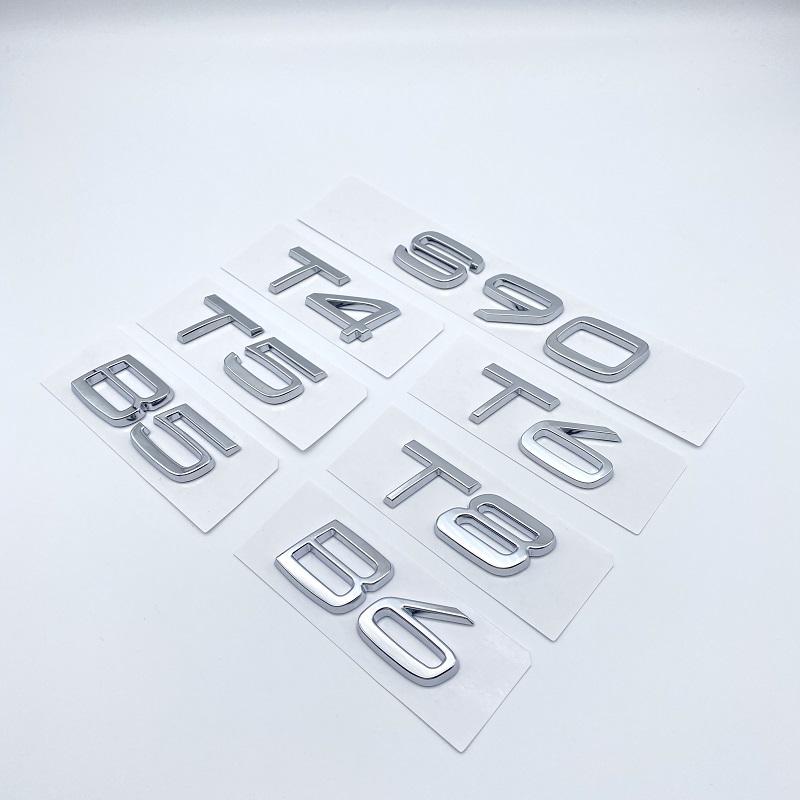 BEM4  T4 T5 T6 T8 B5 B6 AWD Chrome Black Letters Emblem Badge Sticker For Volvo S90 Series Car Trunk Tail Logo Accessories