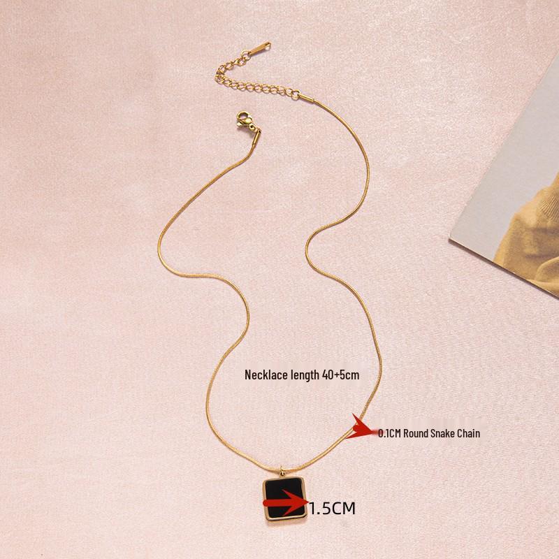 Exquisite Women s Titanium Steel Square Clavicle Necklace - Colorfast, Luxurious, and Versatile