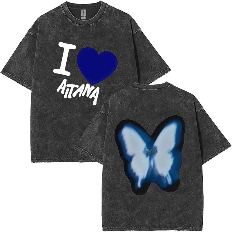

Retro Washed Hot Sale Singer Aitanas Ocana Hip Hop Harajuku T Shirts Mens Women Fashion YK Short Sleeves Streetwear Casual Tees S