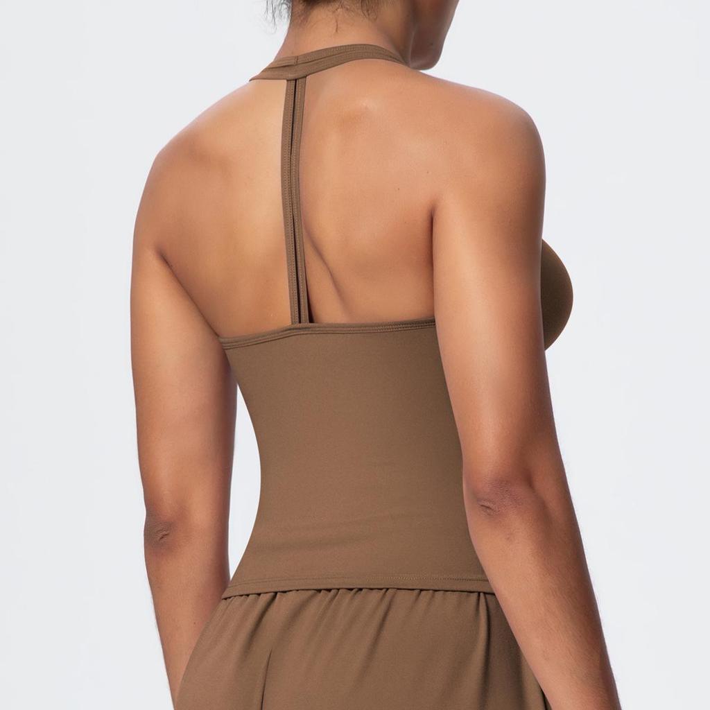 Skin-Friendly Slim Fit Yoga Tank with Strappy Back - Women's Fitness and Running Top