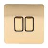 Modern Panel Switch 2 Gang PC Base Stainless Steel Gold Plate Switch for Household Appliances