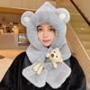 Doll Bear Hat Scarf Integrated Schoolgirl Cute Warm Winter Plush Scarf Cover Ear Protection