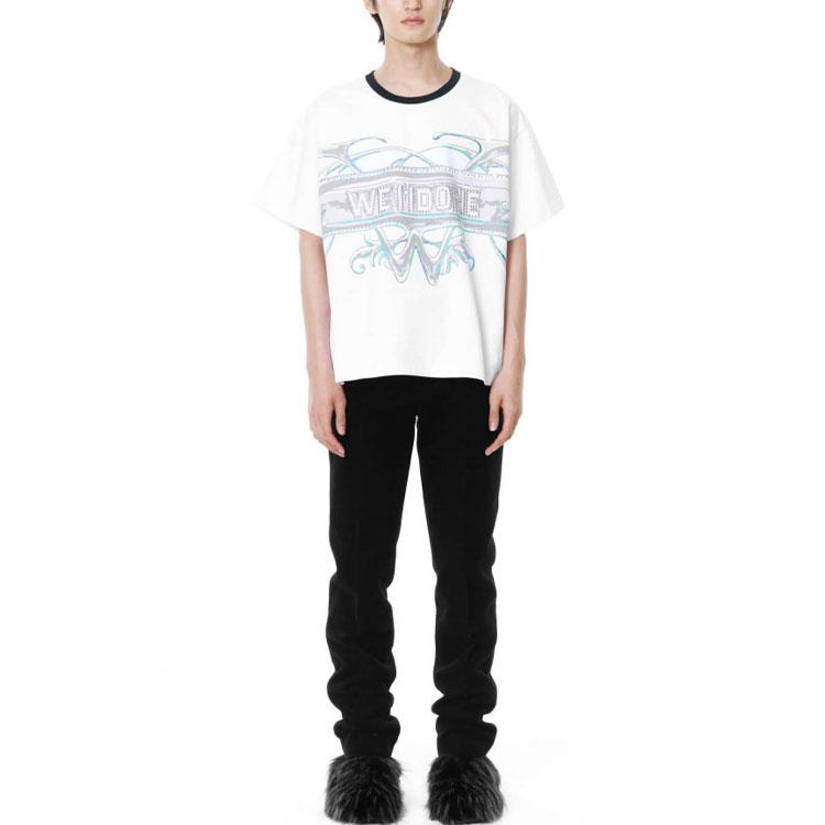 We11done Letter Pattern Printed Short Sleeve T-Shirt Unisex T-Shirts White WD-TT3-21-510-U-WH
