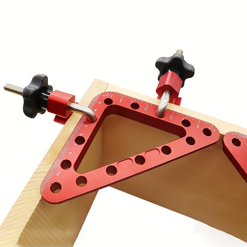 1Set Aluminum Alloy 45/90 - Degree Triangle Ruler with 2 Clamps - Woodworking Panel - Joining Positioning Tool, Installation Fixing Clip Square