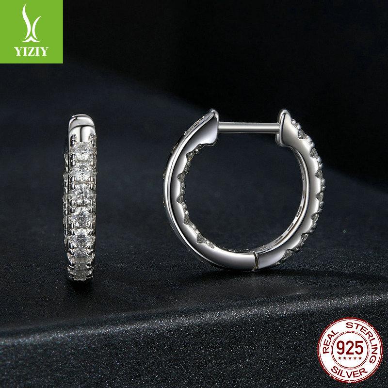 Shining Moissanite Ear Buckle Women'S Classic Luxury Versatile S925 Sterling Silver Earrings Earrings