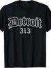 Vintage Detroit Michigan 313 TShirt Top for Daily Activities Crew Neck Drop Shoulder - Versatile, PL