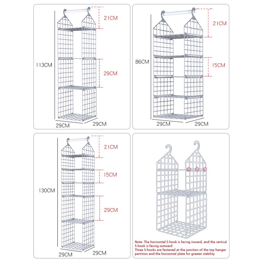 2/3/4/5 Tier Folding Closet Organization Shelves Multi-Purpose Checkered Clothes Rack For Home Bedroom