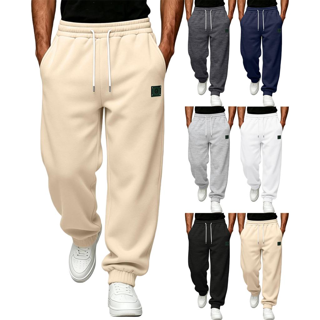 Men's Lined Jogger Sweatpants for Outdoor Running Warm and Loose Fit