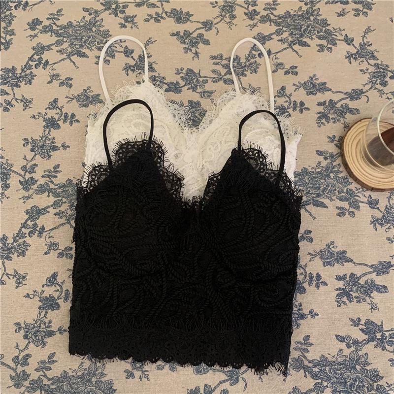 Tank Top Lace V-neck Crop Tops Women Summer Camis Backless Camisole Fashion Casual Tube Female Sleeveless