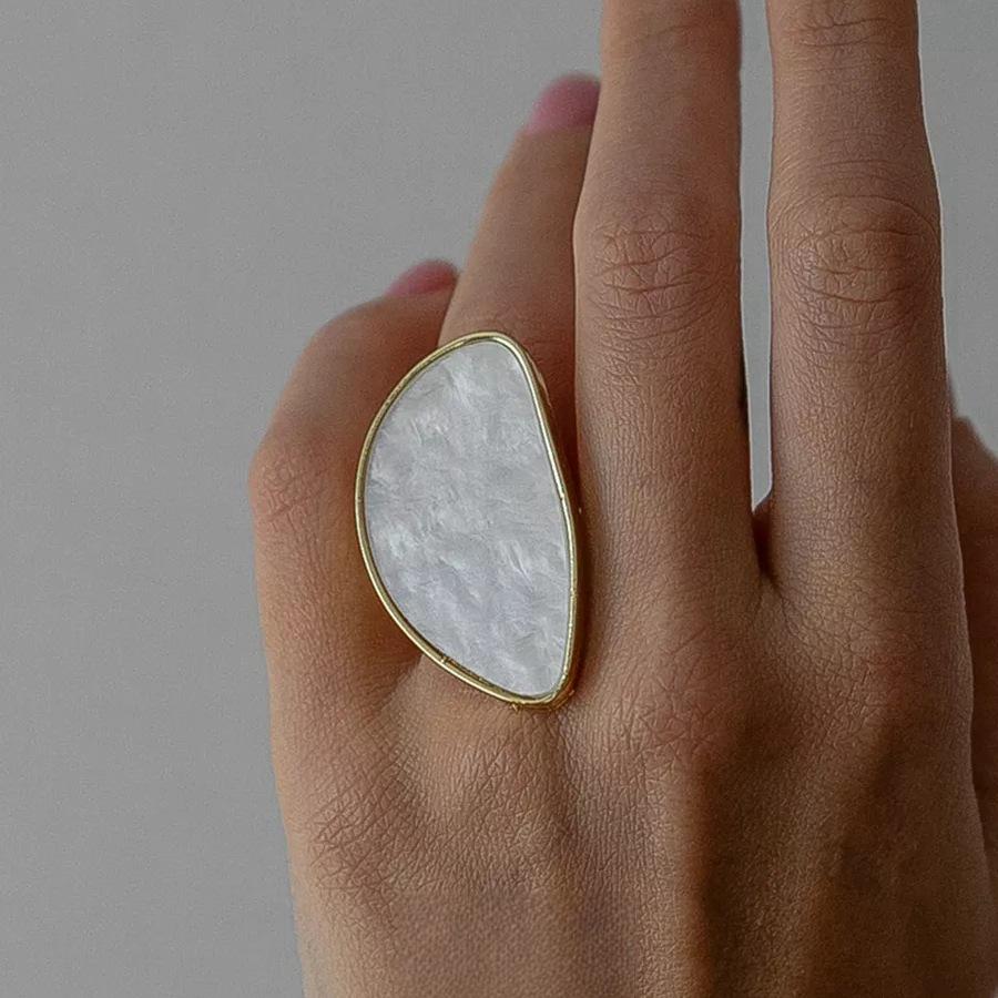 

Chic Irregular Faux Mother-of-Pearl Adjustable Ring - Trendy Street Style Design