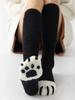 College Style Thicken Coral Fleece Cat Paw Calf Socks For Women Autumn Winter Warm Long Tube Socks Home Sleeping Floor Socks