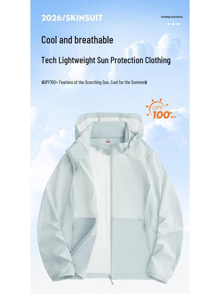 Unisex Elastic Breathable UV Protection Ice Silk Jacket with Removable Hood
