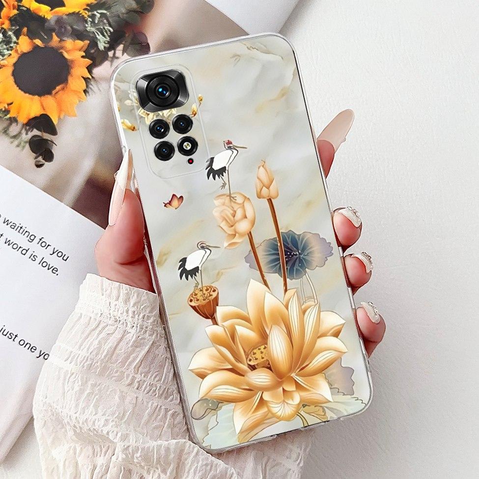 6,43" Für Redmi Note 11 4G Global Klare Hülle Für Redmi Note 11s Hülle Mode Luxus Blumen Süße Cartoon Bemalte Weiche TPU Hülle