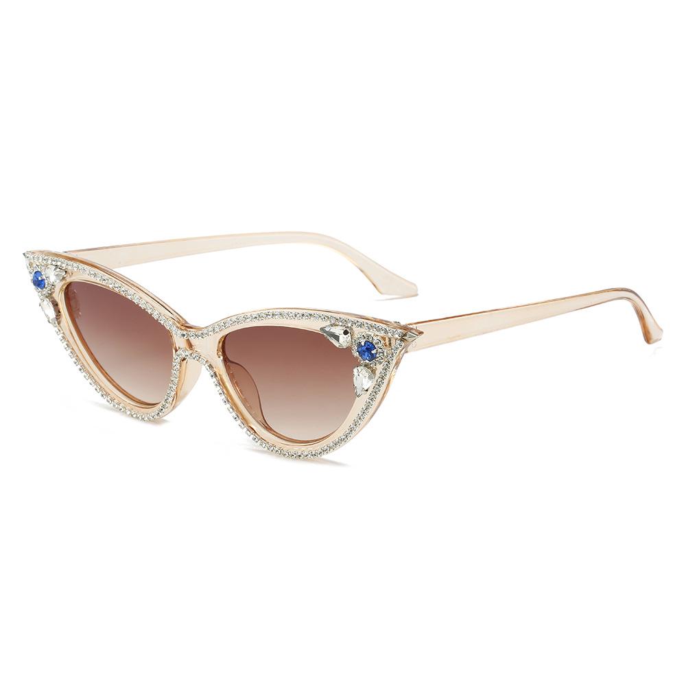 Gafas de Sol Ojo de Gato 2023: Moda Europeo-Americana, Estilo de Celebridad con Cadena de Diamantes, Inspirado en el Hip-Hop, Hecho a Mano para Mujer.