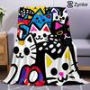 Pop Art Cats Cartoon Anime Print Flannel Blanket Soft Warm Throw for Kids Bedroom Sofa Bed Christmas Office Car