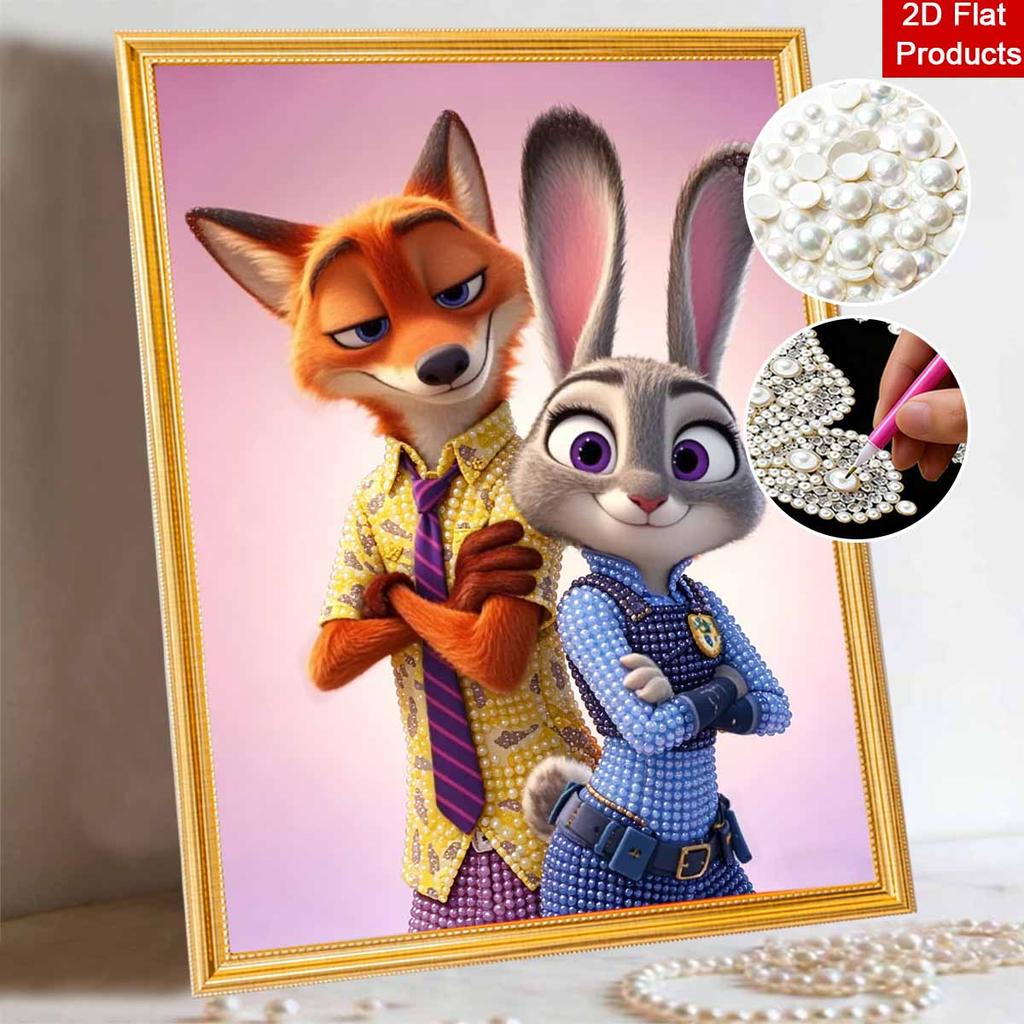 Disney DIY Pearl Painting Zootopia Judy and Nick's Creativity Decorative Painting Creative Ornaments Friends Gifts Desktop Furnishings Home Decoration