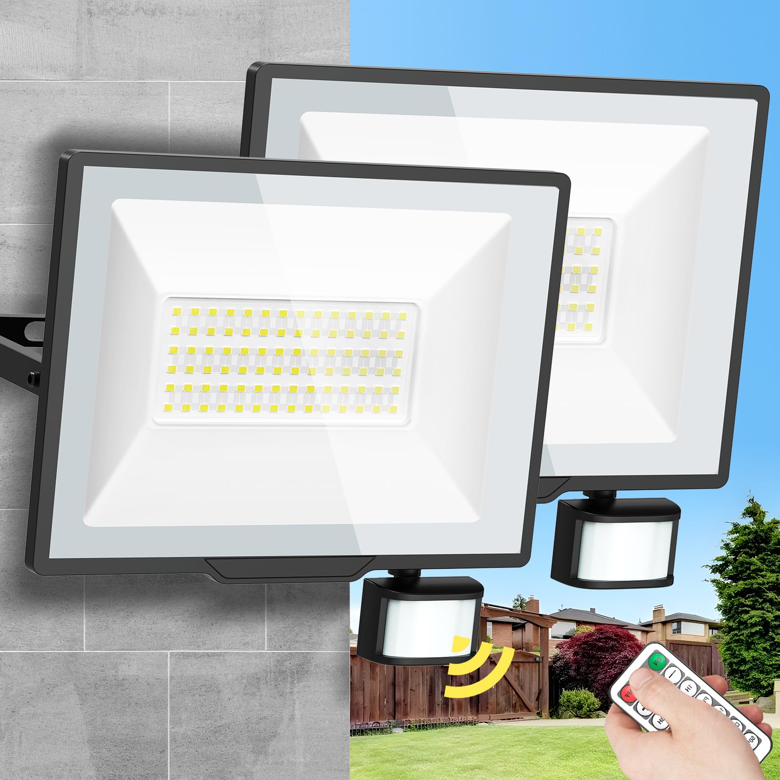 

SUKITEN Motion Sensor Floodlight, Outdoor, Outlet-Compatible, Waterproof, 100W, 15000lm, Security Light, 100V, Stepless Dimming, 24-Hour