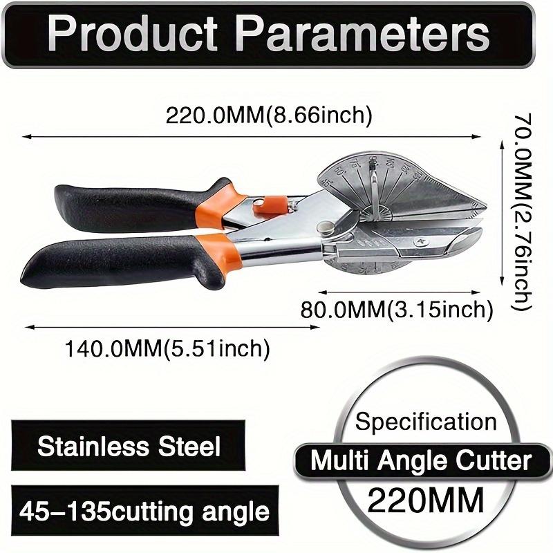Adjustable Multi-angle Miter - 45-135 Degrees, Black Carbon Steel Hand Tool with 10 Blades, Suitable for Cork, Plastic, PVC and Decorative Materials