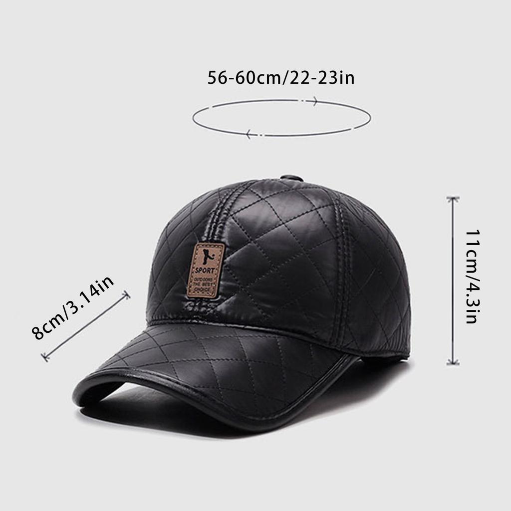 PU Leather Men's Baseball Caps Winter Thick Warm Earmuffs Hat Fashion Cycling Caps Adjustable Bomber Hats High Quality