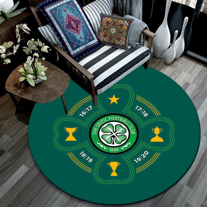 Celtic FC2 Round Area Rug,Carpet Rug for Living Room Bedroom Sofa Playroom Decor,Non-slip Floor Mat