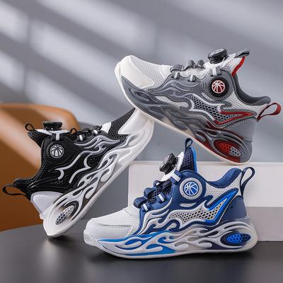 31-40 Dětské Velké Pohodlné Rotační Spona Módní Síťované Outdoorové Sportovní Boty Basketbalové Boty
