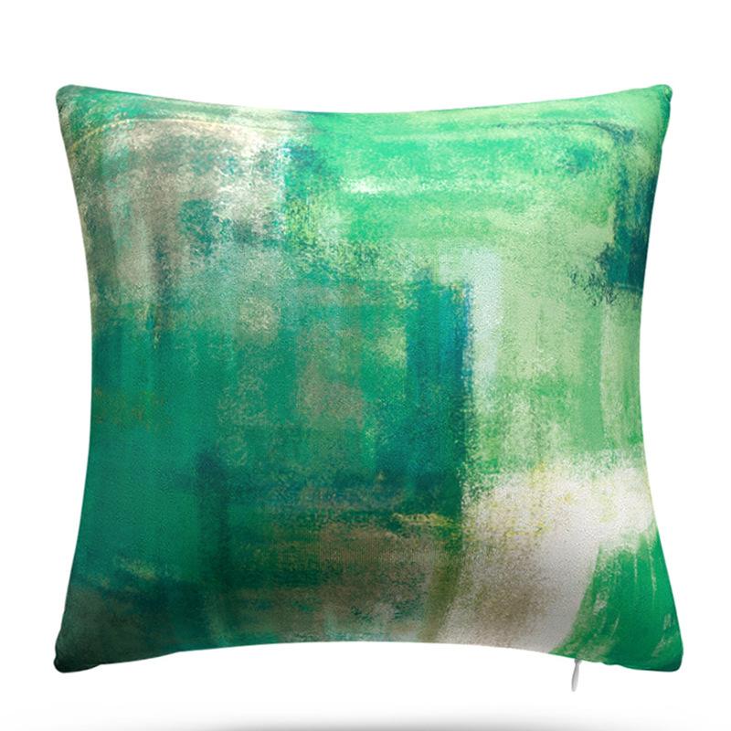 Turquoise Geometric Color Block Short Plush Cushion Cover Color Block Gem Series Linen Pillow Case Home Fabric