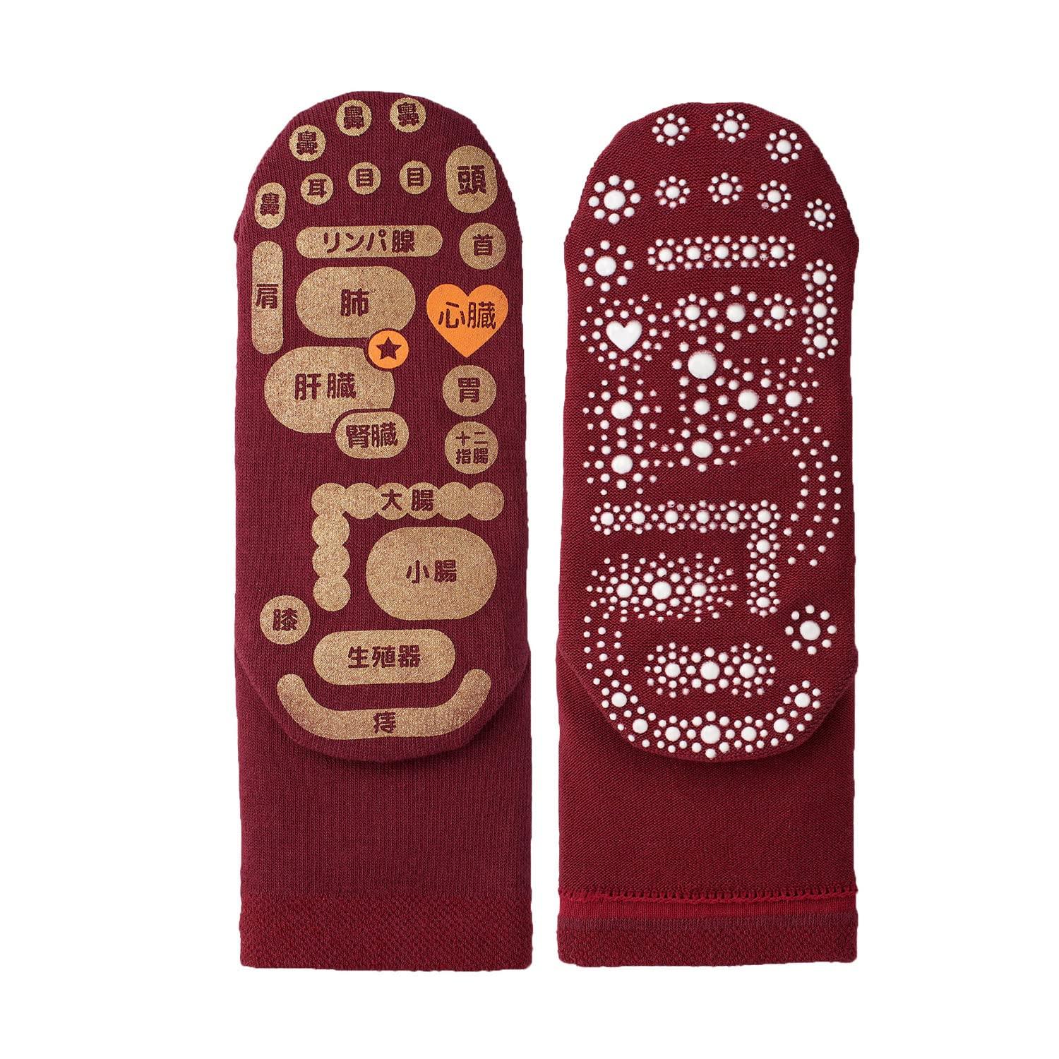 

Reflexology Sizes Round [MIKASA] Double-Sided Socks, 22.0-25.0cm (Dark Red, Toe)