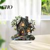 Candlelight Ornaments Halloween 2D Acrylic Flat Ghostly Decoration Spooky Night Light Decorations for Desk Home Office Cafe Transparent