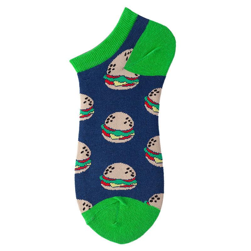 40 Style Fashion Colorful Short Socks Men Cotton Novelty Oil Painting Animals Food Avocado Casual Funny Ankle Sox