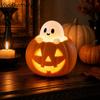 Cute Resin Halloween Pumpkin Dragon Statue Glowing Gothic Style Halloween Pumpkin Lamp Decorative Black Cat Ornament Bedroom