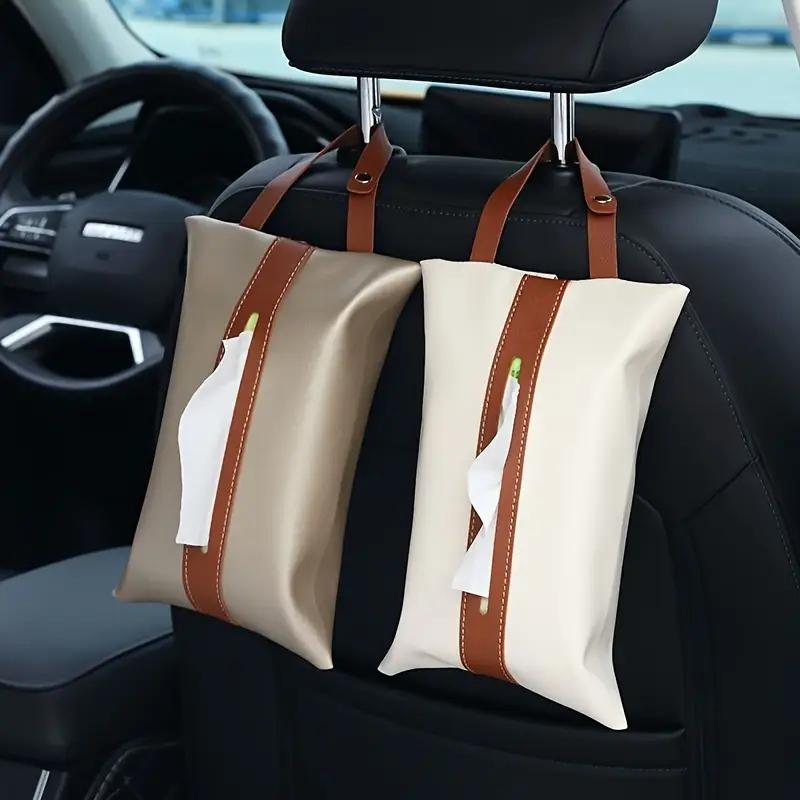New Soft Leather Car Tissue Box Car Sun Visor Type Block Hanging Container Towel Napkin Holder Paper Rack Organizer Storage Bag