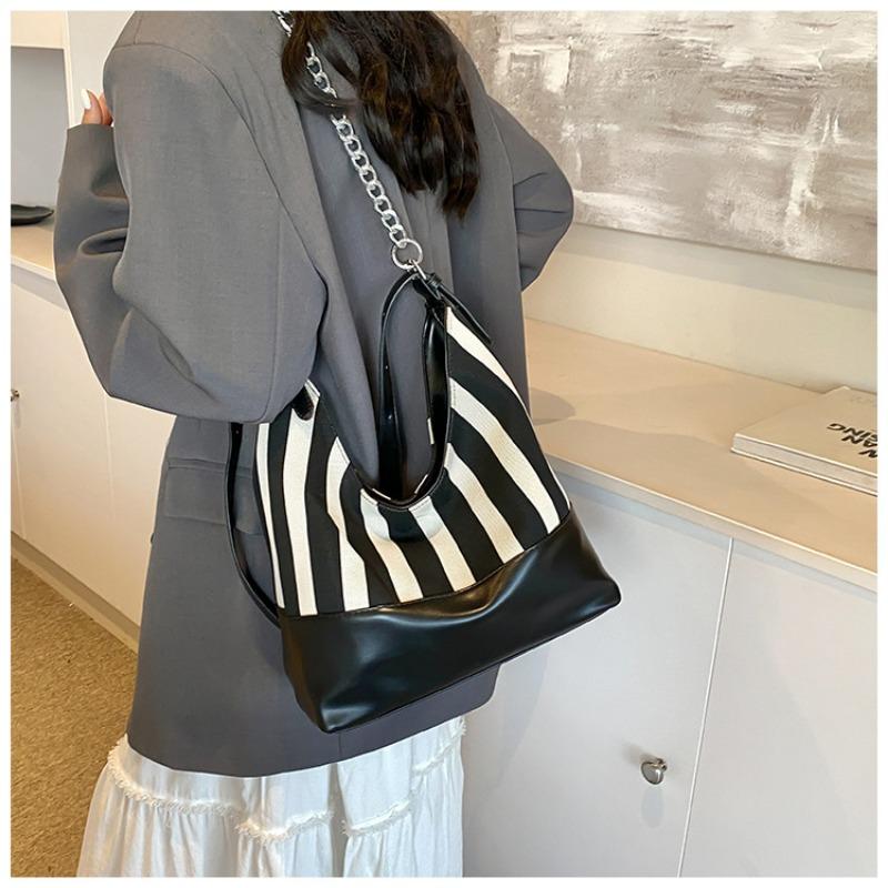 Casual Contrasting Color Large-capacity Bag Women's Fashion Commuter Shoulder Bag Tote Bucket Bag Work Bag