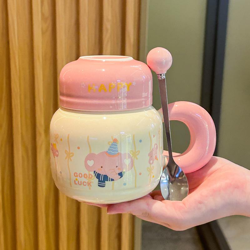 ins cute baby elephant ceramic mug high-value birthday gift for girl girlfriends meaningful souvenir