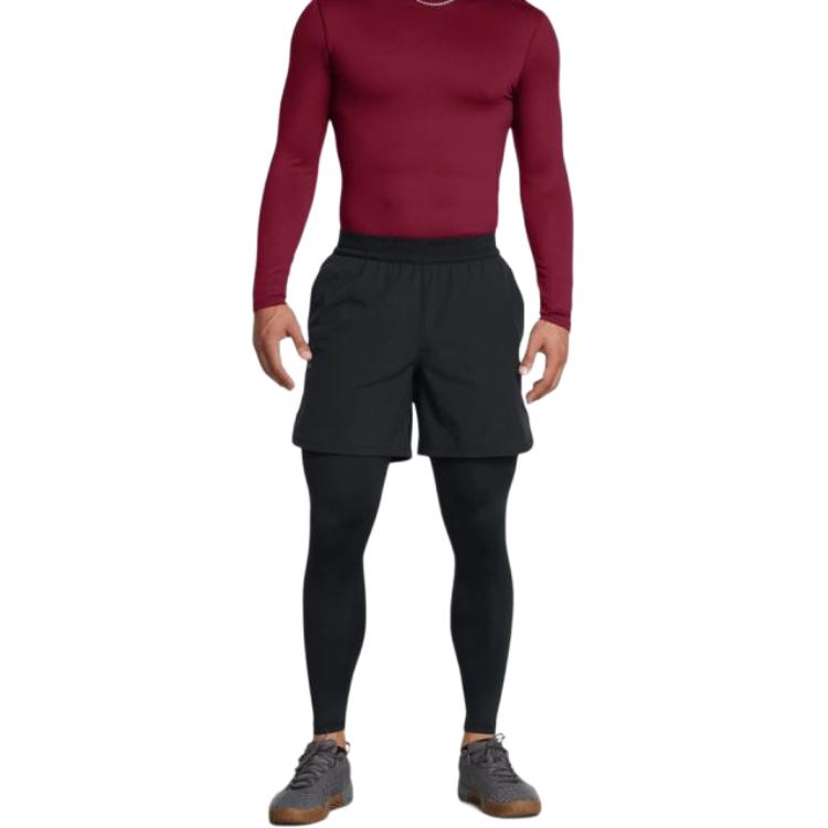 Under Armour X Elite Collaboration ColdGear® Tight Sweat-Wicking Quick-Dry Soft Printed Letter Sports Long Pants Men Bottoms Black 1386946-001