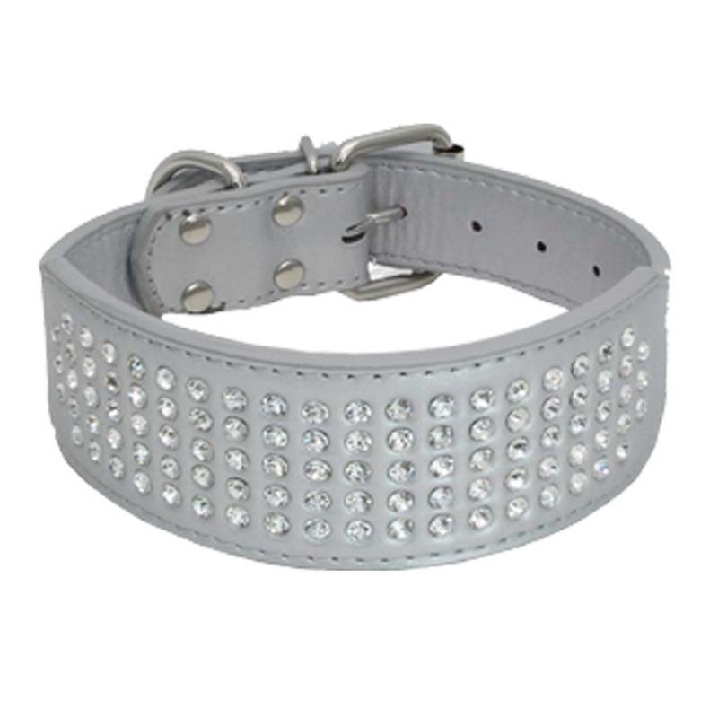 Anti-bite Collar Rhinestone Rhinestone Decorative PU Leather Collar Is Suitable for Medium To Large Dog Collar Collar