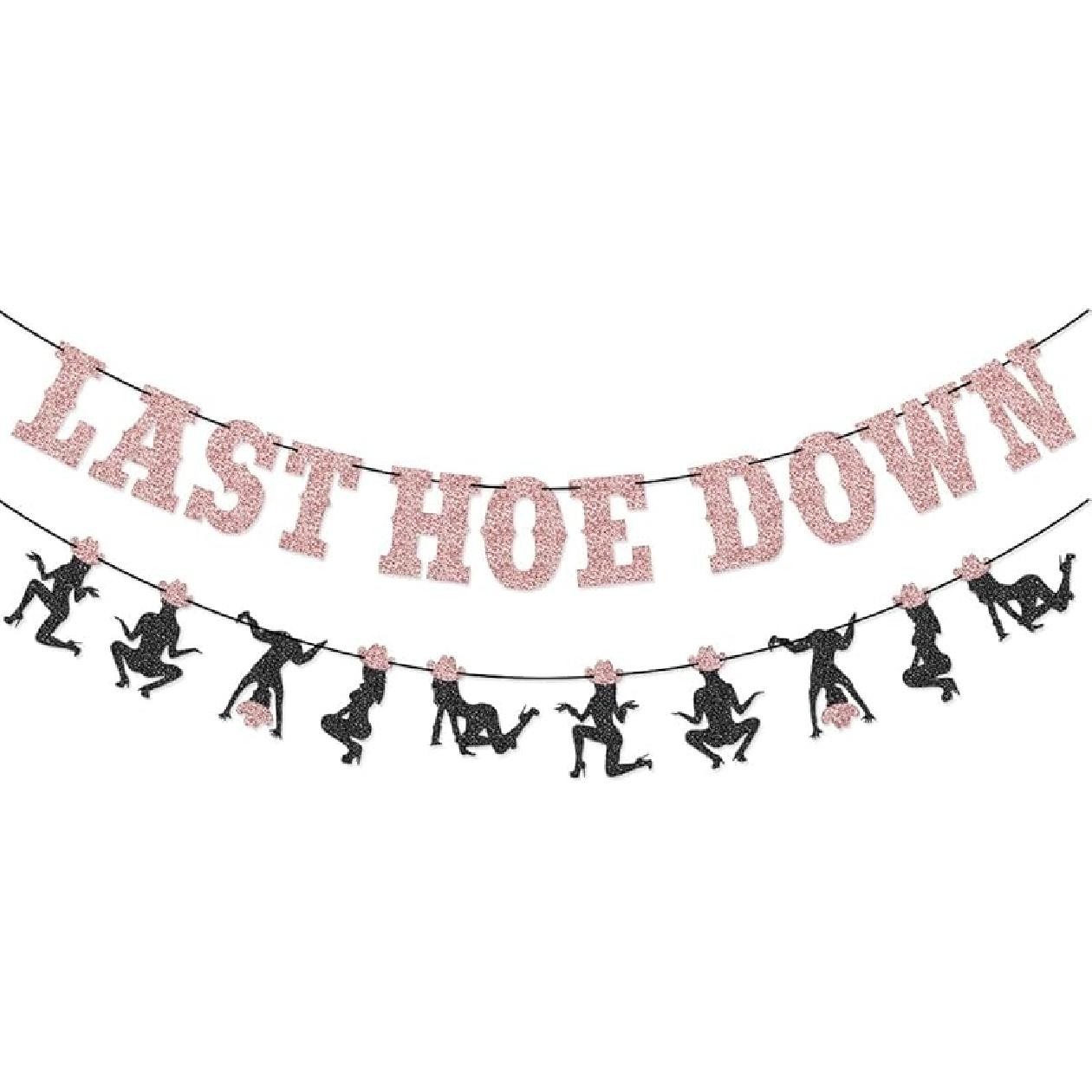 Wulagogo Last Hoedown Western Cowgirl Bachelorette Party Banner (Black, 7.0 x 6.0 inches) розового золота