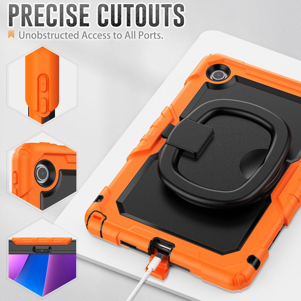 Para Lenovo Tab 10.1 (2025) Capa TB-311XU/Tab TB311FU Anel Suporte PC+Silicone À Prova de Choque Capa para Tablet