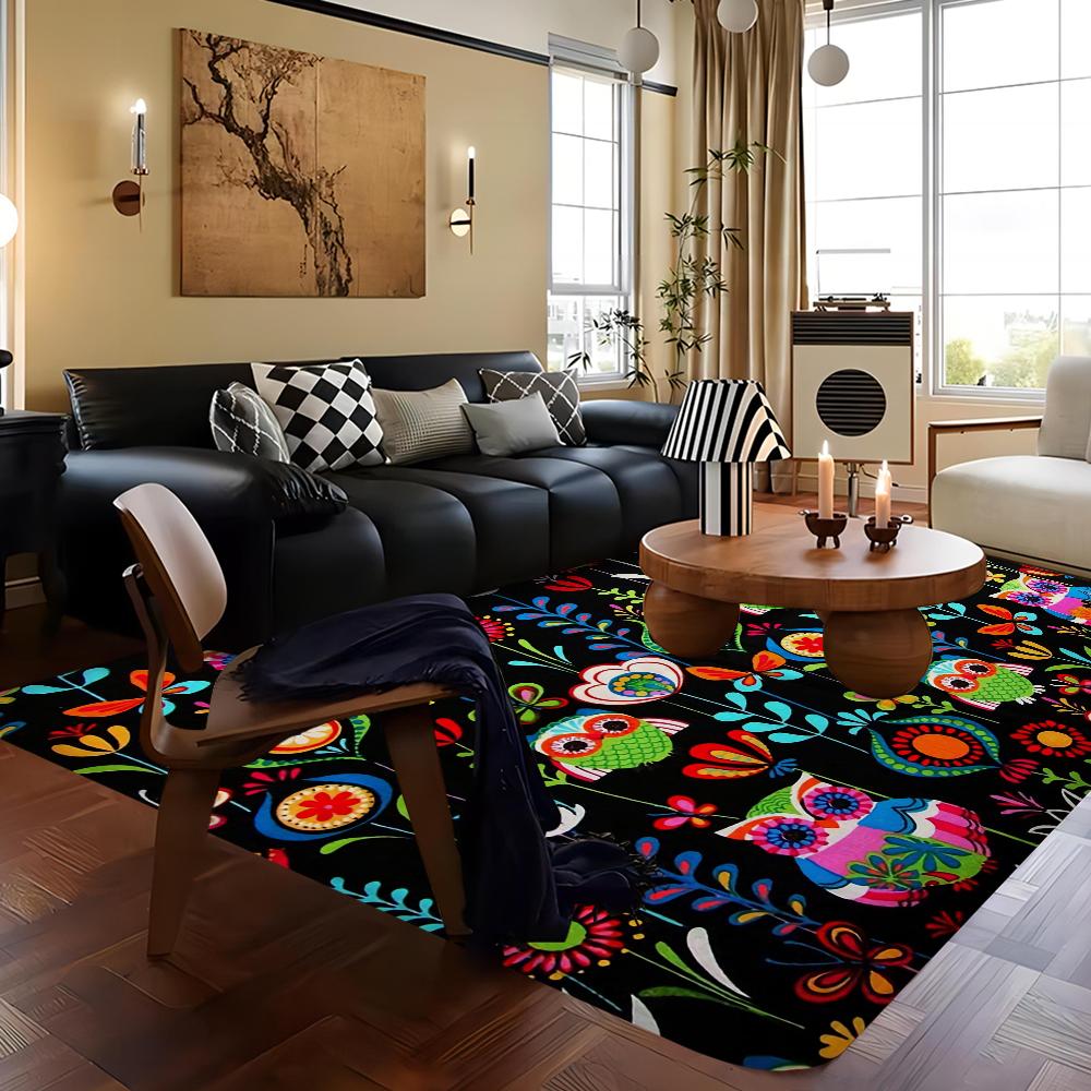 Pattern Colorful Owls Floor Mat INS Style Soft Bedroom Floor House Laundry Room Mat Anti-skid Household Carpets