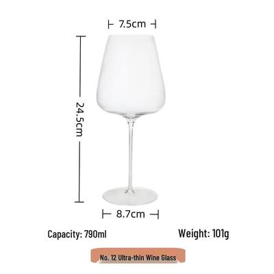 Bicchiere da Vino Rosso in Cristallo con Gambo Ultra-Sottile